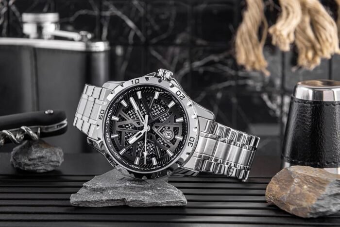 Skmei - 9337 - Digital Stainless Steel Watch - Silver/Black - Image 5