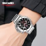 SKMEI - 9344 - Multifunctional Calendar Chronograph Sports Quartz Watch - Silver/Black - Image 3