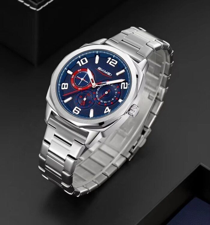 SKMEI - 9350 - 3ATM Waterproof Men Business Watch - Silver/Blue - Image 1