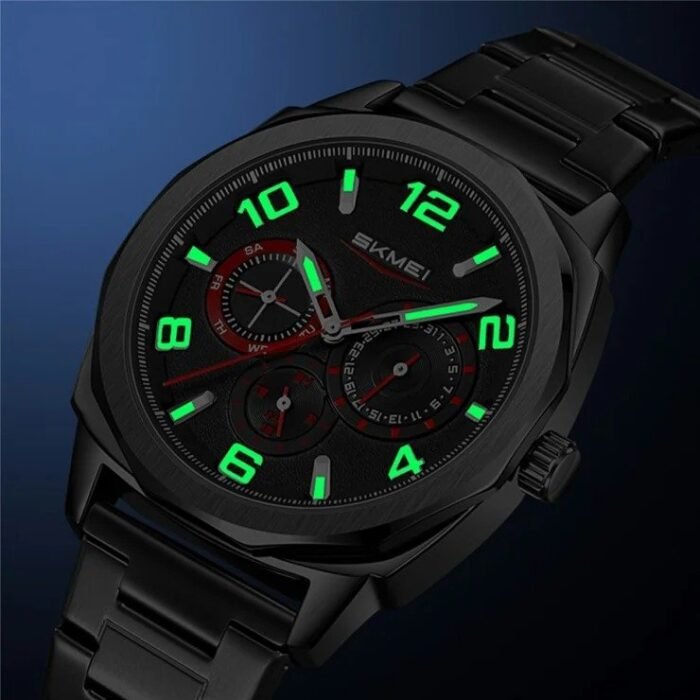SKMEI - 9350 - 3ATM Waterproof Men Business Watch - Black/Black - Image 4