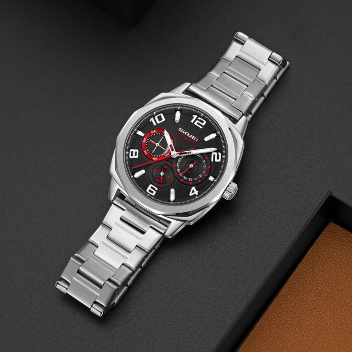 SKMEI - 9350 - 3ATM Waterproof Men Business Watch - Silver/Black - Image 1