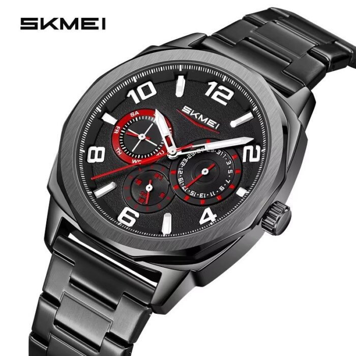 SKMEI - 9350 - 3ATM Waterproof Men Business Watch - Black/Black - Image 1