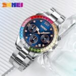 Skmei - 9367 - Colorful Fashion Luminous Hands Waterproof Quartz Unisex Watch - Silver/Blue - Image 3