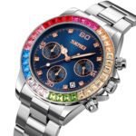 Skmei - 9367 - Colorful Fashion Luminous Hands Waterproof Quartz Unisex Watch - Silver/Blue
