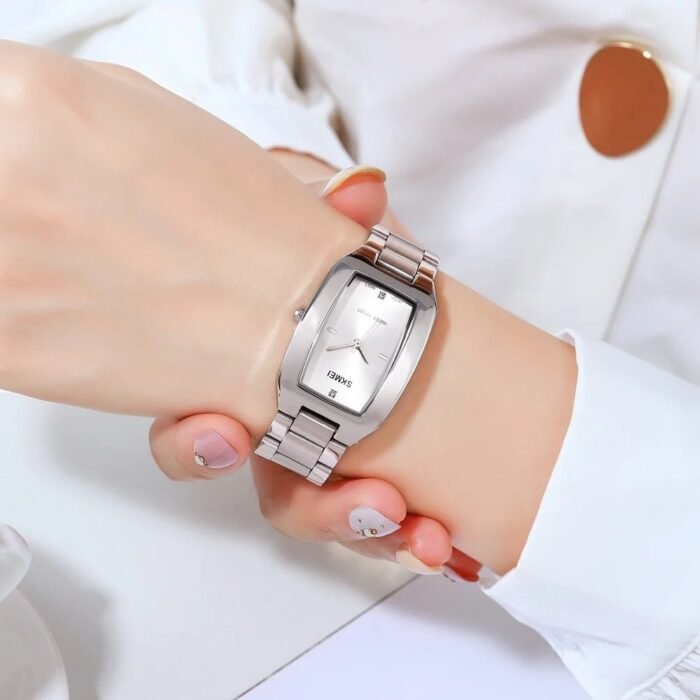 SKMEI - 1400 - Women Stainless Steel Rectangle Dial Elegant Watch - silver - Image 4