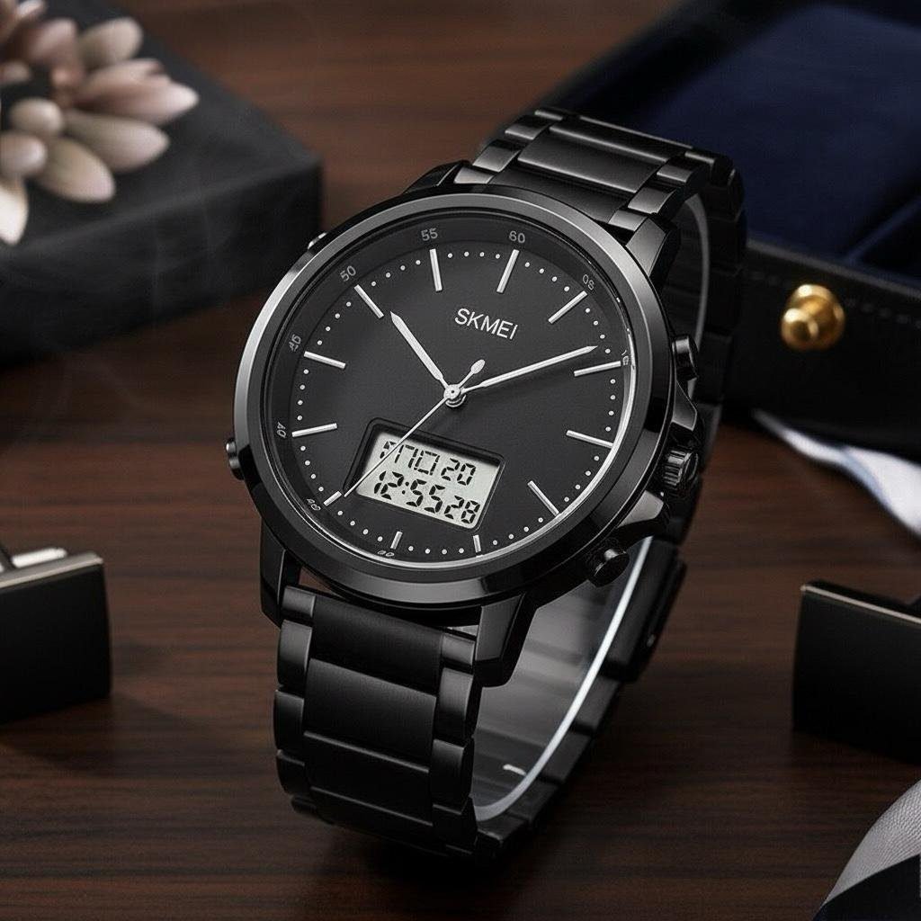 1652-blackchain-5.jpeg Skmei - 1652 (Chain) - Multifunctional Waterproof - Black/White-Steel - Image 1