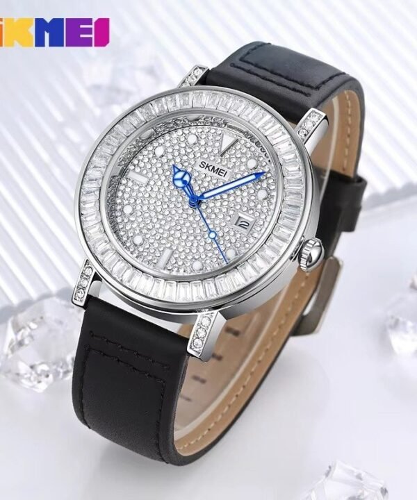 SKMEI - 1953 - Women Luxury Embossed Stone Diamond Quartz - Black