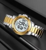 Skmei - 2271 - Digital Dual Time Men's Stainless Steel Watch - silver gold
