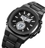 Skmei - 2279 - Dual Time Stainless Steel Watch - black-white - Image 2