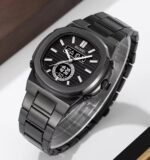 Skmei - 2279 - Dual Time Stainless Steel Watch - black-black