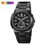 Skmei - 2279 - Dual Time Stainless Steel Watch - black-black - Image 2