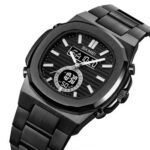 Skmei - 2279 - Dual Time Stainless Steel Watch - black-black - Image 4