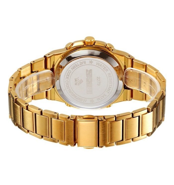 Skmei - 2279 - Dual Time Stainless Steel Digital Watch - gold/black - Image 4