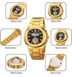 Skmei - 2279 - Dual Time Stainless Steel Digital Watch - gold/black - Image 3