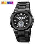 Skmei - 2279 - Dual Time Stainless Steel Watch - black-white - Image 3