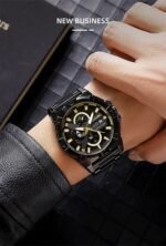 SKMEI - 2399 - Analog Multifunction Watch for Men with Stopwatch - black/gold - Image 3