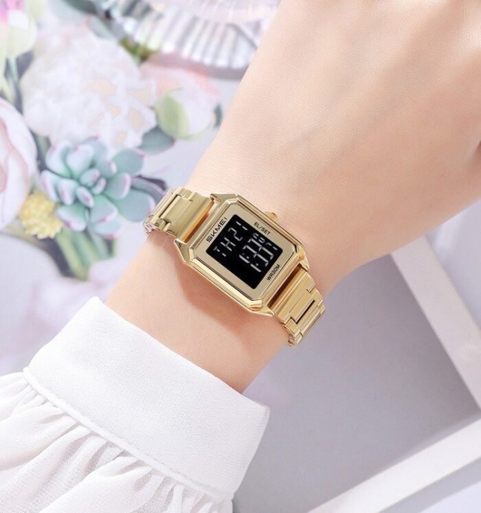 SKMEI - 2493 - Women Digital Stainless Steel Watch - gold/black - Image 5