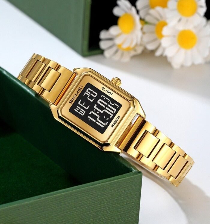 SKMEI - 2493 - Women Digital Stainless Steel Watch - gold/black - Image 1