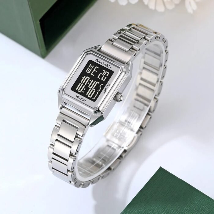 SKMEI - 2493 - Women Digital Stainless Steel Watch - silver/black - Image 2