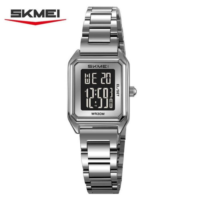 SKMEI - 2493 - Women Digital Stainless Steel Watch - silver/black - Image 3