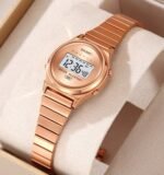 SKMEI - 2521 - Women Digital Stainless Steel Watch - rose gold