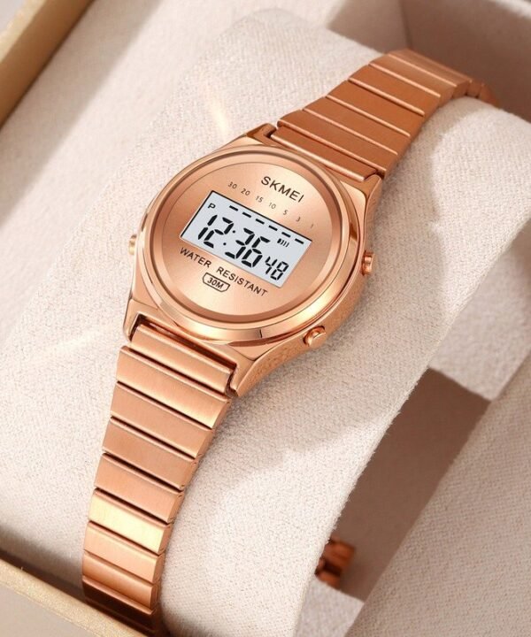 SKMEI - 2521 - Women Digital Stainless Steel Watch - rose gold