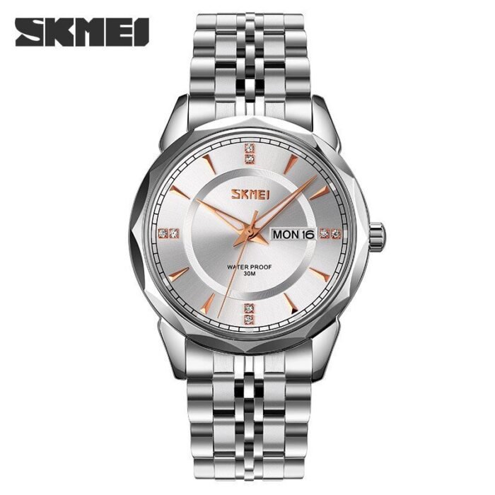 SKMEI - 9268 -  Quartz Stainless Steel Luxury Analog Watch - silver/silver - Image 2