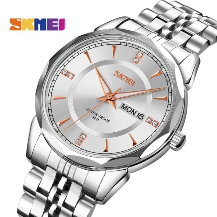 SKMEI - 9268 -  Quartz Stainless Steel Luxury Analog Watch - silver/silver - Image 1