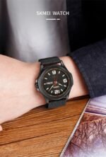 SKMEI - 9315 - Casual Nylon Strap Men’s Watch - black/black - Image 3