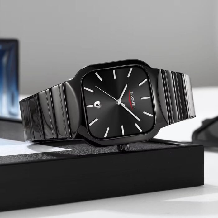 SKMEI - 9361 -  Luxury Square Men Quartz Watch Waterproof - black/black - Image 5