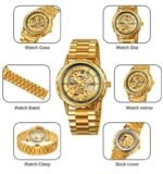 SKMEI - M035 - High Quality Mechanical Watch - gold-steel - Image 4