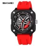 SKMEI - 2362 - Trendy Wheel Spinner Quartz Silicon Strap  - Red - Image 2