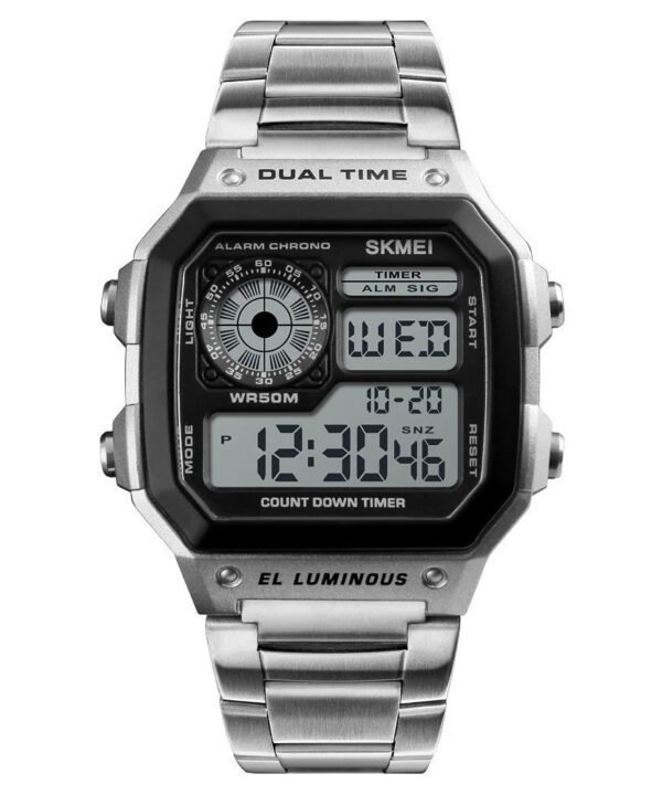 Skmei - 1335 - Digital Sports Countdown Waterproof Watch - Silver