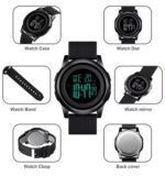 SKMEI - 1502 - Digital Thin Dial Waterproof Wrist Watch - black/black - Image 5