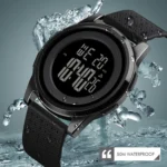 SKMEI - 1502 - Digital Thin Dial Waterproof Wrist Watch - black/black