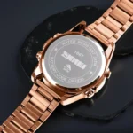 SKMEI - 1667 - Qibla Azan Time Reminder Prayer Watch - Rose gold/white - Image 3