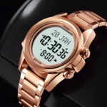 SKMEI - 1667 - Qibla Azan Time Reminder Prayer Watch - Rose gold/white - Image 2
