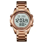 SKMEI - 1667 - Qibla Azan Time Reminder Prayer Watch - Rose gold/white
