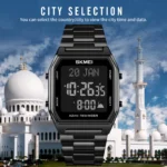 SKMEI - 1763 - Qibla Azan Time Reminder Prayer Watch - black/black - Image 4