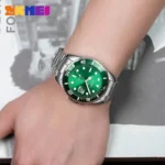 SKMEI - 1779 - Casual Quartz Luxury Full Steel Waterproof watch - silver/green - Image 4