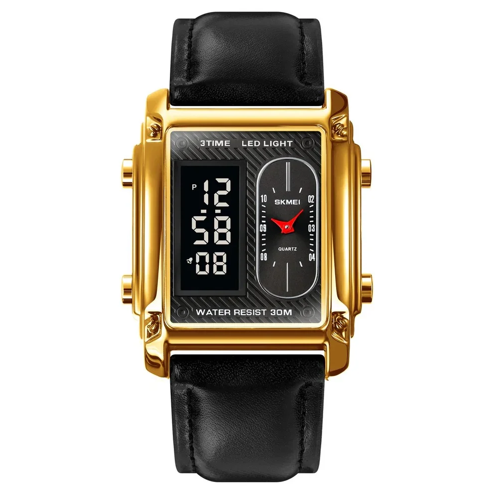 1868-11-1.webp Skmei - 1868 (strap) - Digital LED Luminous Waterproof - Golden-Leather - Image 1