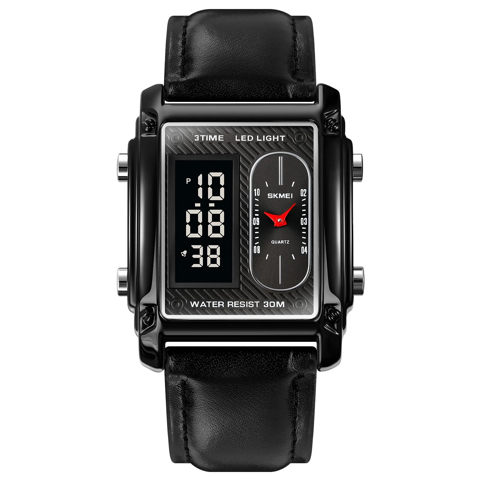 1868-6.webp Skmei - 1868 (strap) - Digital LED Luminous Waterproof - Black-Leather - Image 1