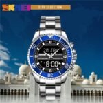 SKMEI - 1896 - Qibla Azan Time Reminder Prayer Watch - silver/blue - Image 3