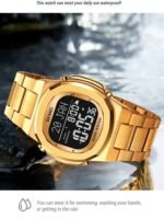 SKMEI - 2036 - Qibla Azan Time Reminder Prayer Watch - gold/black - Image 6