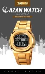 SKMEI - 2036 - Qibla Azan Time Reminder Prayer Watch - gold/black - Image 3