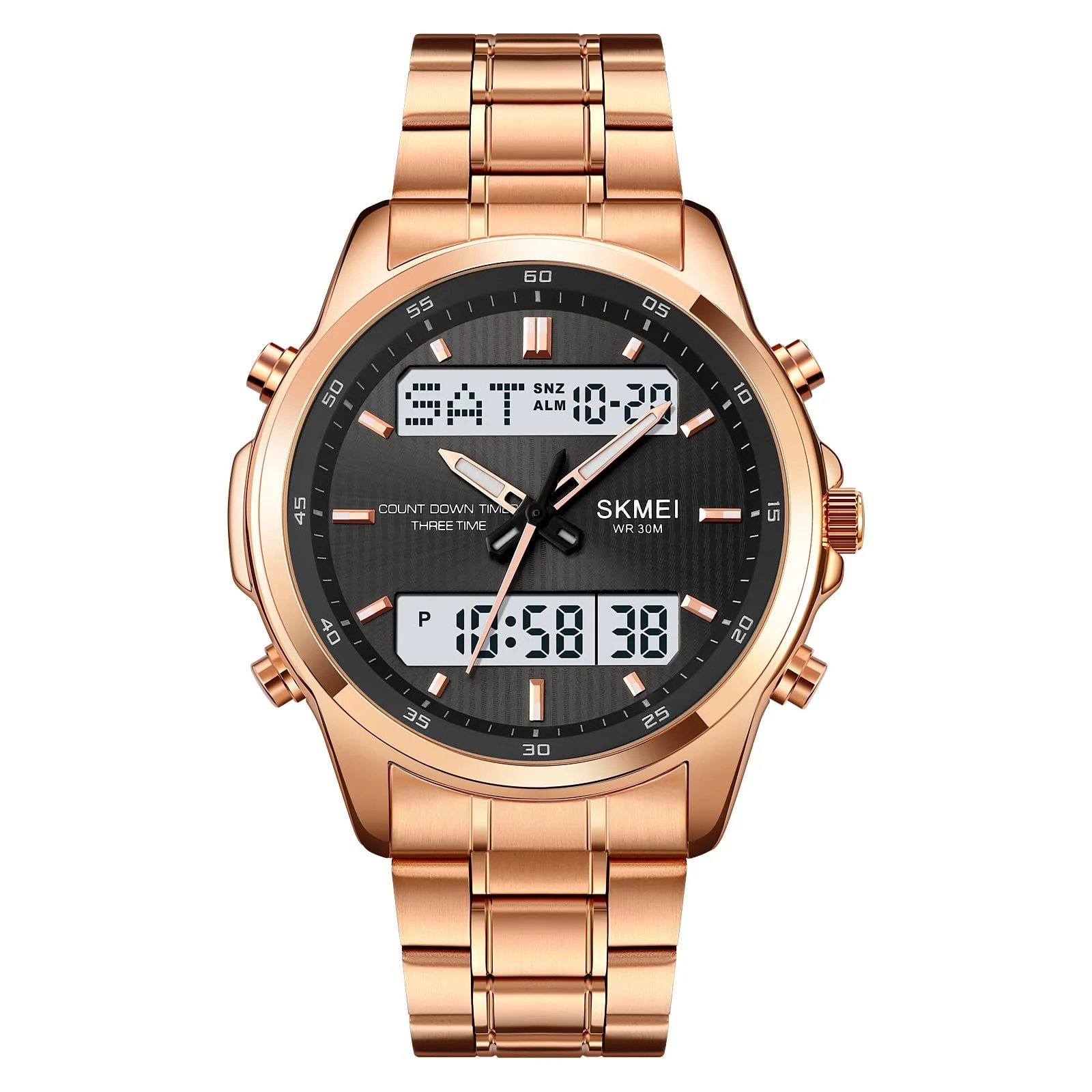 2049-2.webp Skmei - 2049 - Multifunctional Waterproof Watch - rose gold/white - Image 1