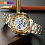 SKMEI - 2097 - Qibla Azan Time Reminder Prayer Watch - silver/gold-white - Image 4