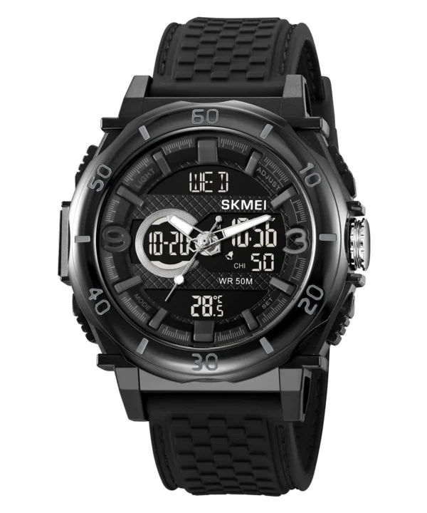 SKMEI - 2098 - Digital Dial Silica Gel Strap Watch for Men - black-black
