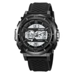 SKMEI - 2098 - Digital Dial Silica Gel Strap Watch for Men - black-white