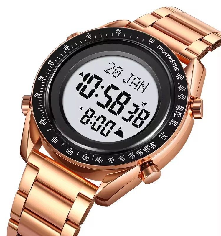 2143-14.jpeg SKMEI - 2143 - Qibla Azan Time Reminder Prayer Watch - rose gold/white - Image 1